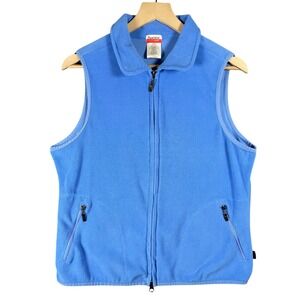 Danskin Now Womens Fleece Zip Up Vest Size‎ M 8 10 Blue Pockets Zip Pockets